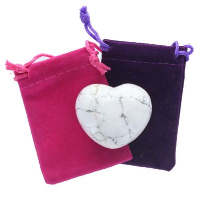 Heart Large White Howlite in Pouch